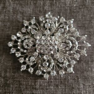 Elegant Silver Crystal Brooch